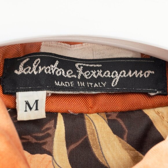 Salvatore Ferragamo Vintage 90's Orange Silk Quilted Coach Jacket - Picture 9 of 10